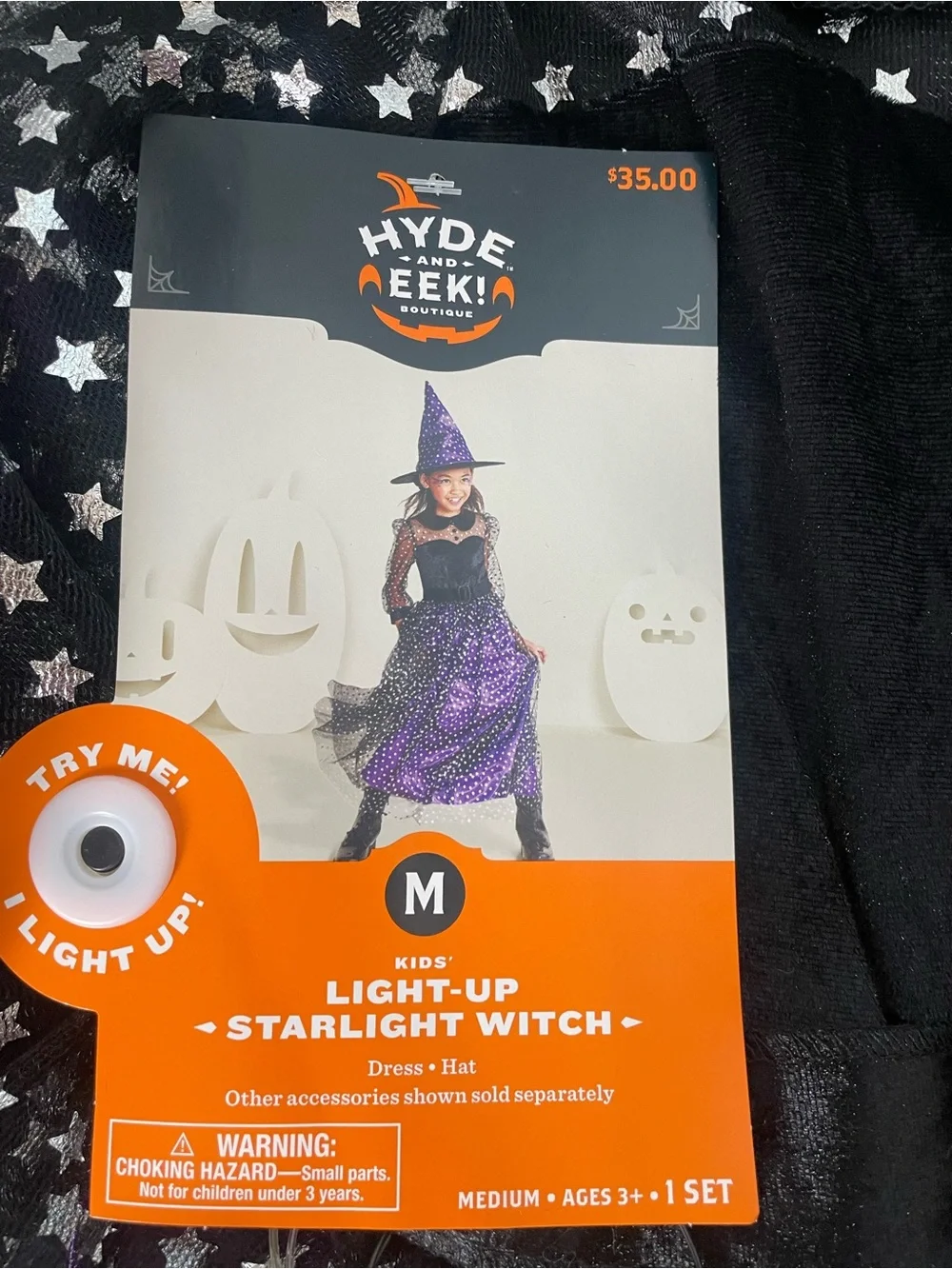Hyde & Eek! Kids' Light-Up Starlight Witch Costume - Purple/Black (Medium)